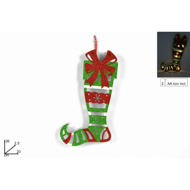 Μπότα Φωτιζόμενη Πλαστική 35x20cm Χρώμα Πράσινο/Κόκκινο Welkhome