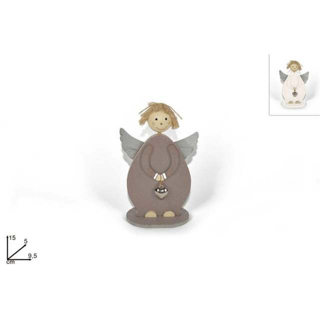 Νεράιδα Ξύλινο Διακοσμητικό Με Μεταλλικά Φτερά 15cm Welkhome