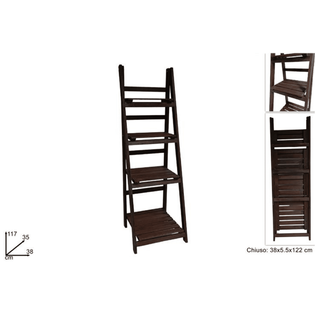 Ξύλινη Σκάλα Ραφιέρα 4 Όροφη h117x35x38cm Welkhome