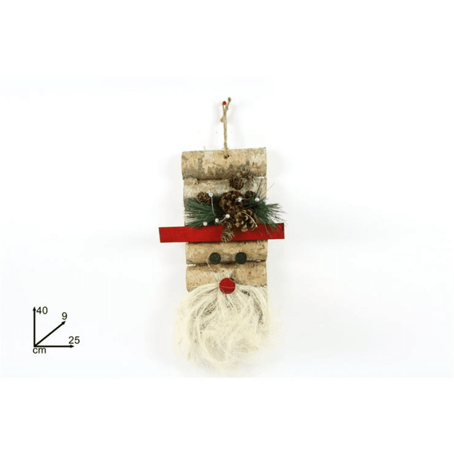 Ξύλινο Διακοσμητικό Κορμοί Δέντρου Με Πρόσωπο Άγιου Βασίλη 40cm Welkhome