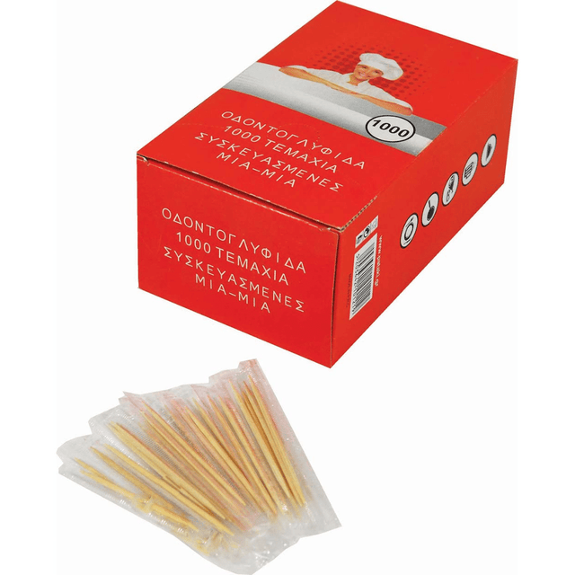 Οδοντογλυφίδες Μπαμπού 1000τμχ σε Ατομικό Σελοφάν E-0121 Sidirela