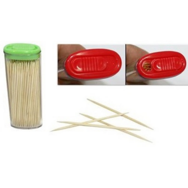 Οδοντογλυφίδες Ξύλινες σε Πλαστικό Βάζο 80τμχ. Welkhome