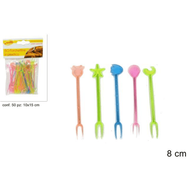 Οδοντογλυφίδες Πηρουνάκι Πλαστικό 50Τεμ (Finger Food) 8cm. Welkhome