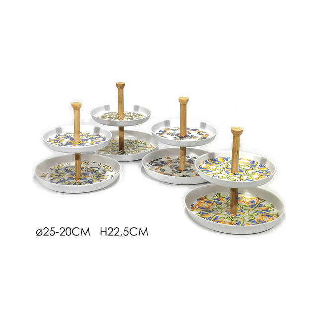 Ορντεβιέρα Διώροφη Πλαστική Λευκή Με Σχέδια Φ25-20 x H22,5cm Art.512017 General Trade