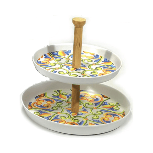 Ορντεβιέρα Διώροφη Πλαστική Λευκή Με Σχέδια Φ25-20 x H22,5cm Art.512017 General Trade