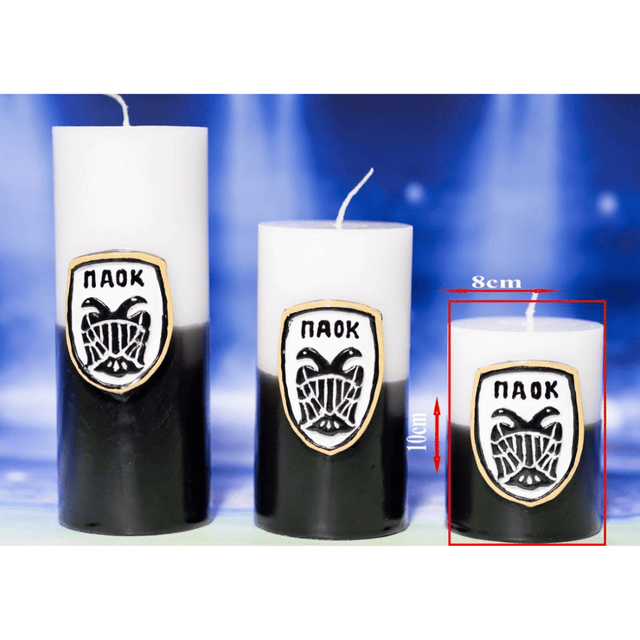 ΠΑΟΚ Κερί ασπρόμαυρο χειροποίητο κέρινο σήμα 8x10cm. 003094