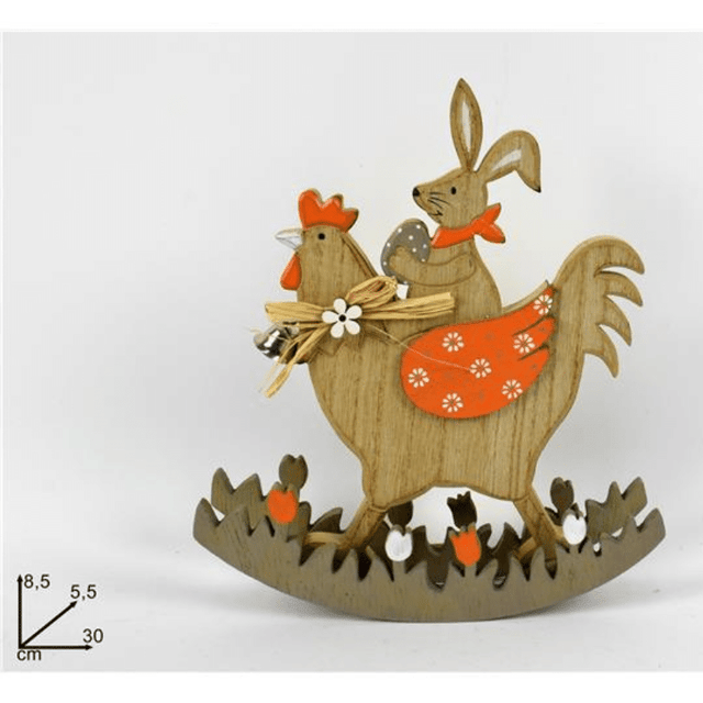 Πασχαλινό Ξύλινο Διακοσμητικό Επιτραπέζιο σε Χρώμα Πορτοκαλί 8.5x30cm Welkhome