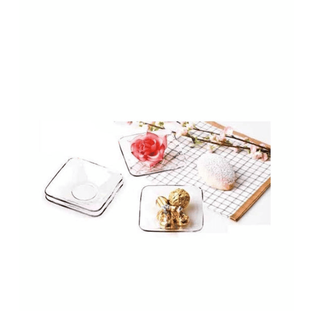 Πιάτα Γλυκού Γυάλινα Τετράγωνα Διάφανα 10x10cm 6τμχ 00823 Home Style