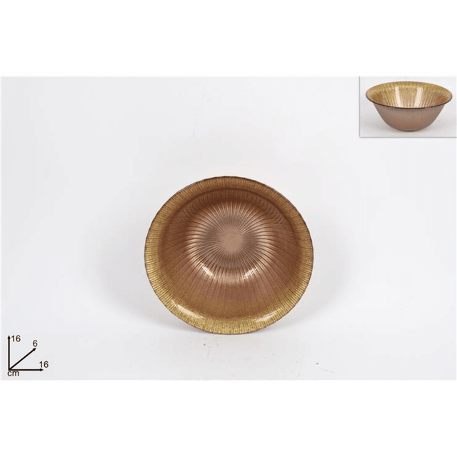 Πιάτο Βαθύ Γυάλινο Marrone Χρυσό 16cm Welkhome