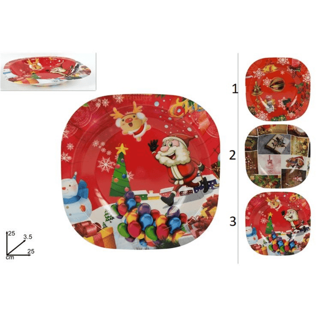 Πιάτο Πλαστικό Χριστουγεννιάτικο Βαθύ 25x3.5cm Welkhome