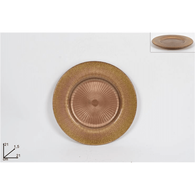 Πιατέλα Γυάλινη Marrone Χρυσή 21cm Welkhome