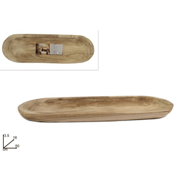 Πιατέλα - Δίσκος Σερβιρίσματος Ξύλινη Καφέ 50x16x3,5cm Welkhome 566954