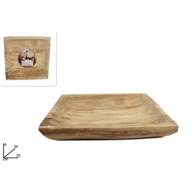 Πιατέλα - Δίσκος Σερβιρίσματος Ξύλινη Καφέ 30x30x4cm Welkhome 566930