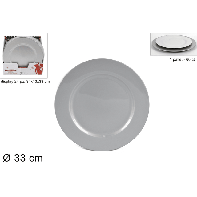 Πιατέλα Πλαστική Διακοσμητική Χρώμα Ασημί 33cm Welkhome