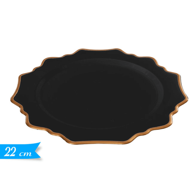 Πιατέλα Πλαστική Μαύρη με Χρυσές Λεπτομέρειες 22cm Art.617629b Golden Hill