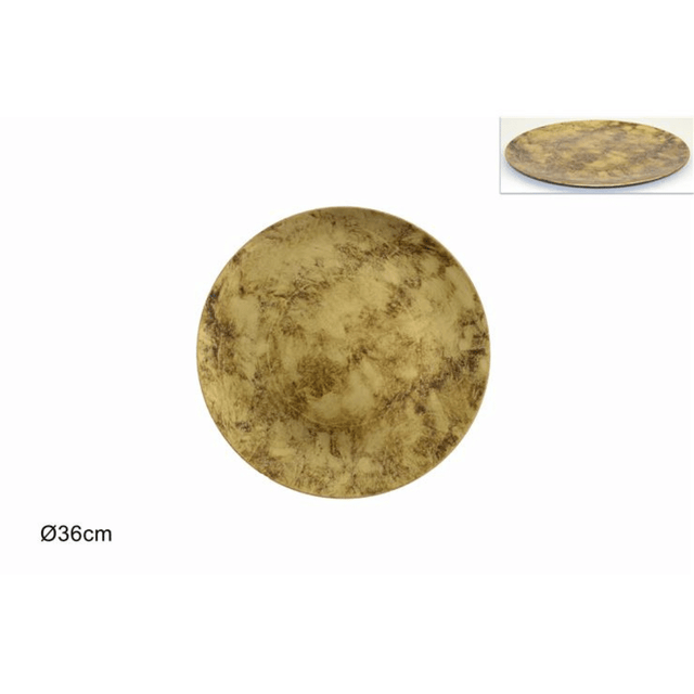 Πιατέλα Πλαστική Στρογγυλή Χρυσή Φ36cm Welkhome
