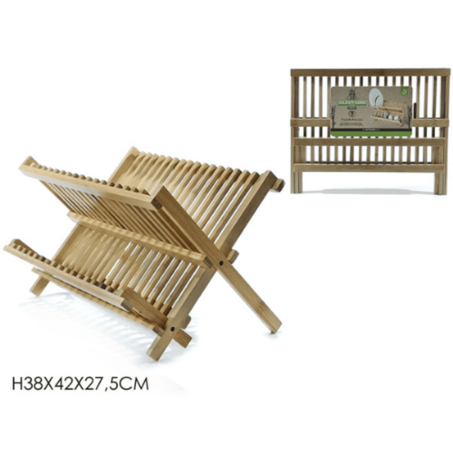 Πιατοθήκη Πτυσσόμενη Ξύλινη Bamboo σε Καφέ Χρώμα 42x38x27.5cm General Trade