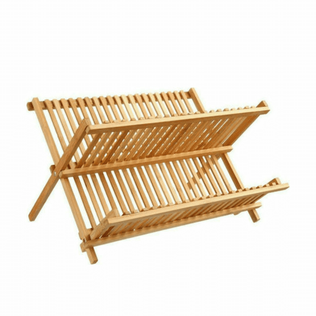 Πιατοθήκη Πτυσσόμενη Ξύλινη Bamboo σε Καφέ Χρώμα 42x38x27.5cm General Trade