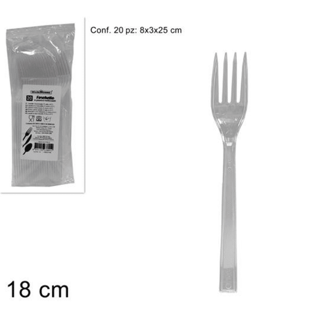 Πιρούνια Πλαστικά Σετ 20/τεμ 18cm Διάφανα Welkhome