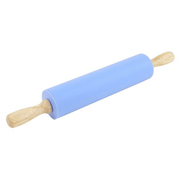 Πλάστης Σιλικόνης Με Ξύλινη Λαβή 31cm Welkhome - Γαλάζιο