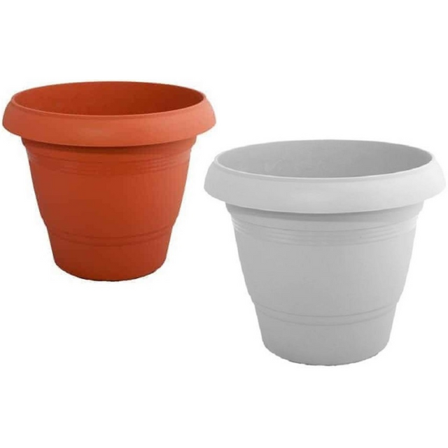 Γλάστρα Πλαστική Στρογγυλή No404 33x41cm Γρανίτης-Τερακότα Miltoplast - Καφέ