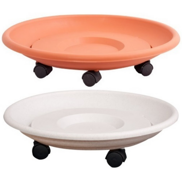 Πιάτο Πλαστικό Γλάστρας με (5)Ρόδες No4 43cm Γρανίτης-Τερακότα Miltoplast - Καφέ