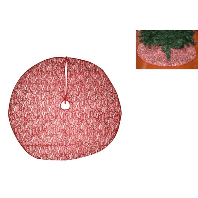 Ποδιά Δέντρου Χριστουγεννιάτικη Υφασμάτινη Κόκκινη 120cm Welkhome