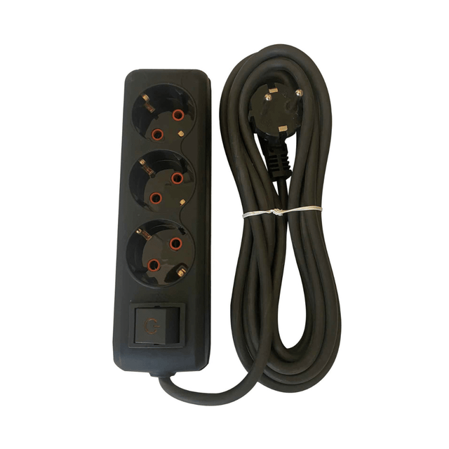 Πολύπριζο 3 Θέσεων με Διακόπτη και Καλώδιο 2m Μαύρο TnS 35-800-0226