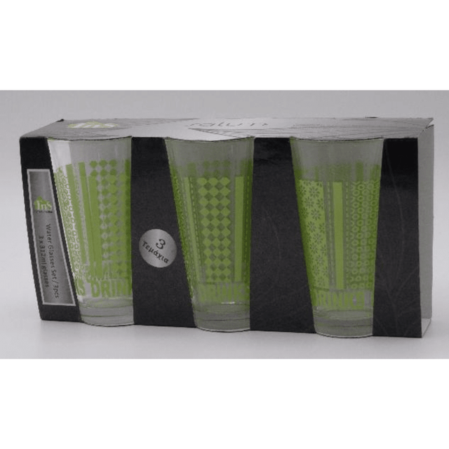 Ποτήρια Γυάλινα Σετ 3τμχ 280ml Χρωματιστό Πράσινο TnS 03-950-2537
