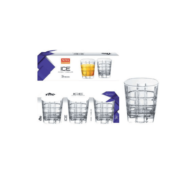 Ποτήρια Γυάλινα Σετ 3τμχ Διάφανα 300ml (Ουίσκι) TnS 03-950-3780