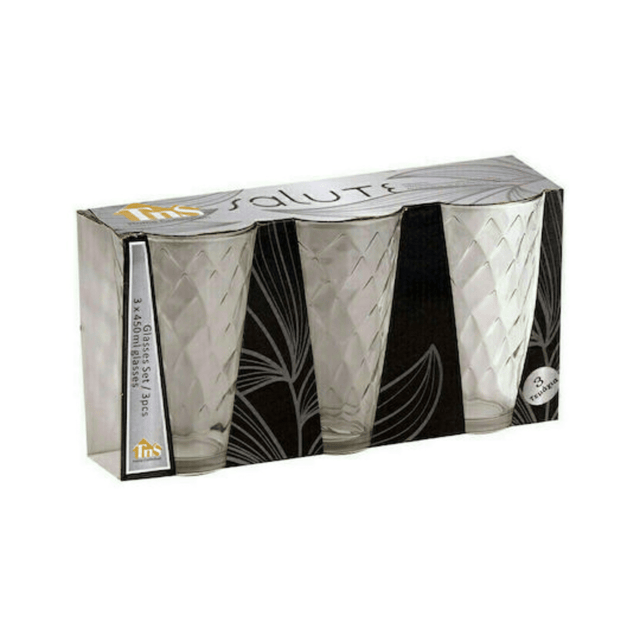 Ποτήρια Γυάλινα Σετ 3τμχ Διάφανα 450ml TnS 03-950-3463