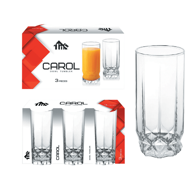 Ποτήρια Γυάλινα Σετ 3τμχ. Διάφανα 300ml (CAROL) 03-950-3775 TnS