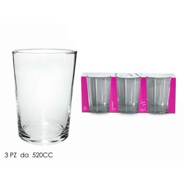 Ποτήρια Γυάλινα Σετ 3Τεμ. 520ml Διάφανα Art.680560 General Trade