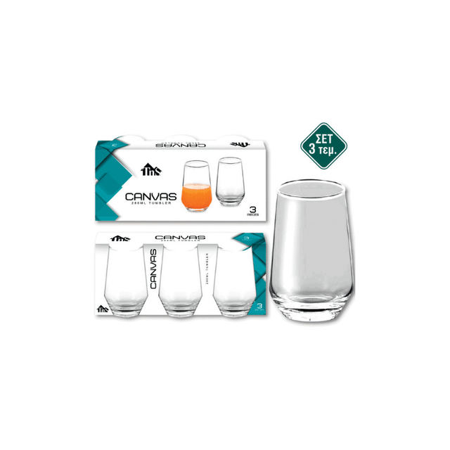 Ποτήρια Γυάλινα Σετ 3τμχ Διάφανα 280ml (Cavas Tumbler) TnS 03-950-3528