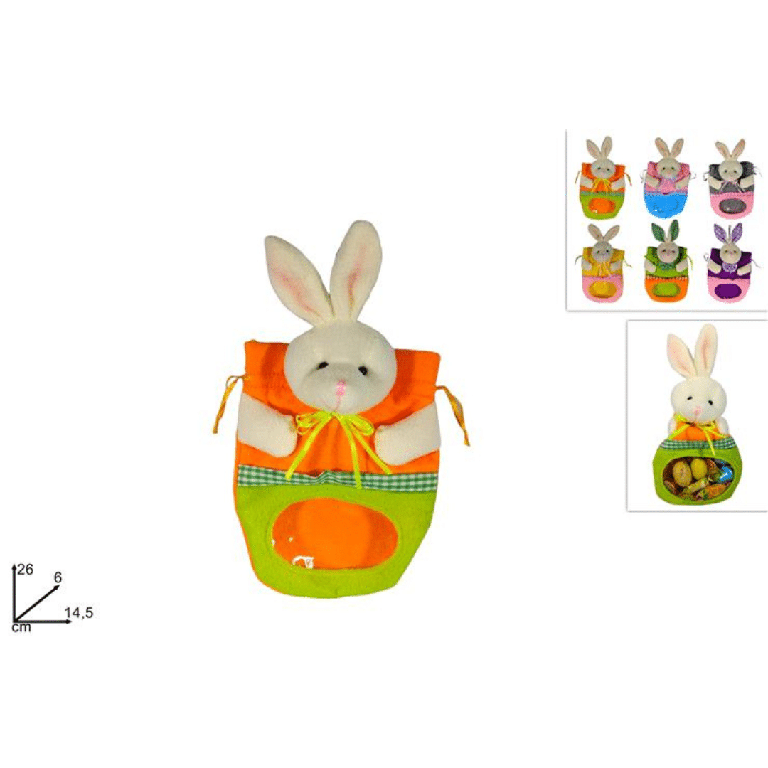 Πουγκί Πασχαλινό με Λούτρινο Κουνέλι Διάφορα Χρώματα 26x14.5x6cm XPA22001061 Welkhome