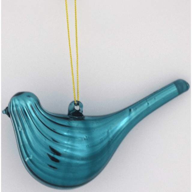 Πουλί Γυάλινο Κρεμαστό Στολίδι Δέντρου Χρώμα Τυρκουάζ 11x6cm welkhome