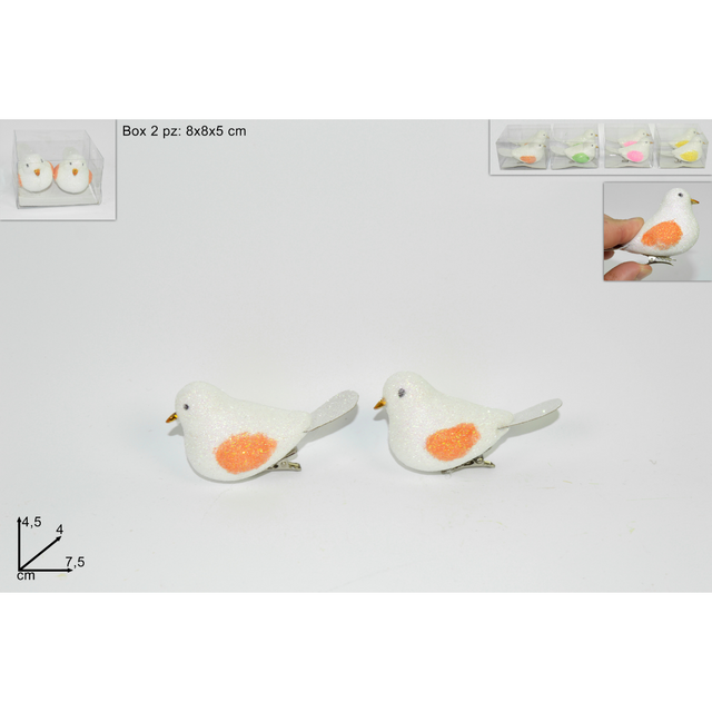 Πουλιά Διακοσμητικά 2τμχ με Κλιπ 7,5x4,5x4cm Art.RO007105 Welkhome