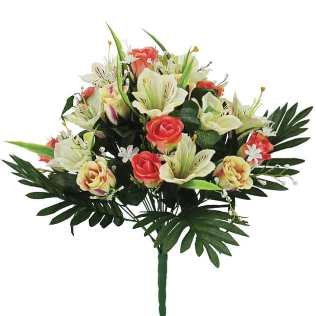 Μπουκέτο από Τεχνητά Φυτά ΜΙΞ ΤΡΙΑΝΤ/ΥΒΙΣΚΟΣ ΡΟΔΑΚΙΝΙ Χ25 Y47cm Marhome