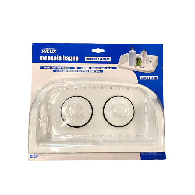 Ραφιέρα Πλαστική με Βεντούζες 30x17x7.5cm Welkhome