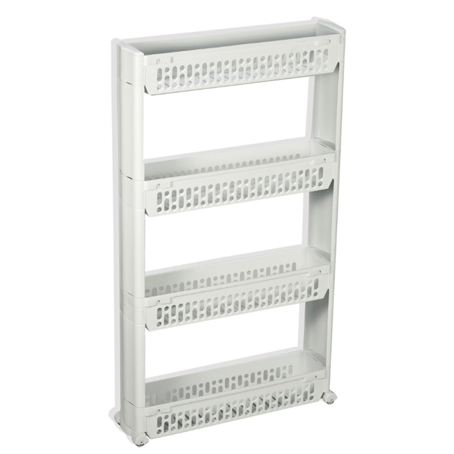 Ραφιέρα-Τρόλει Πλαστική Μακρόστενη 4 Θέσεων με Ρόδες Λευκό Χρώμα TNS 04-950-1310