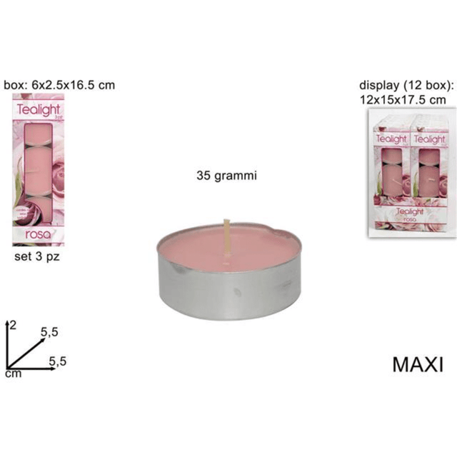 Ρεσώ Κεράκια Αρωματικά 5,5x2cm Σετ 3τμχ. Τριαντάφυλλο