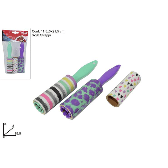 Αποχνουδωτής Ρολά Καθαρισμού Ρούχων Σετ 3 Τεμ. Πλαστικά 15,5x3x3cm Welkhome