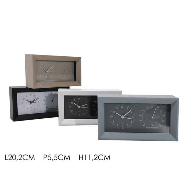Ρολόι- Ξυπνητήρι Επιτραπέζιο με Θερμόμετρο Χώρου 20x5.5x11cm General Trade - Γκρί