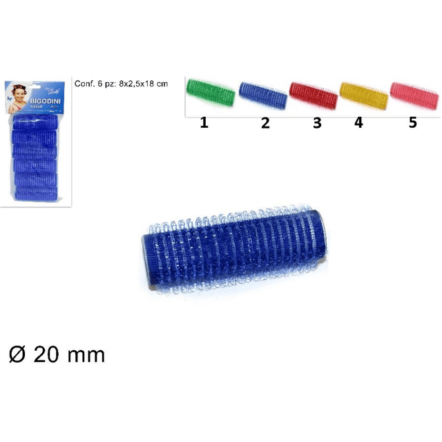 Ρόλεϊ Αυτοκόλλητα Μαλλιών 20mm 6τμχ. Μπλε ART.AL000008 Linea Dolly