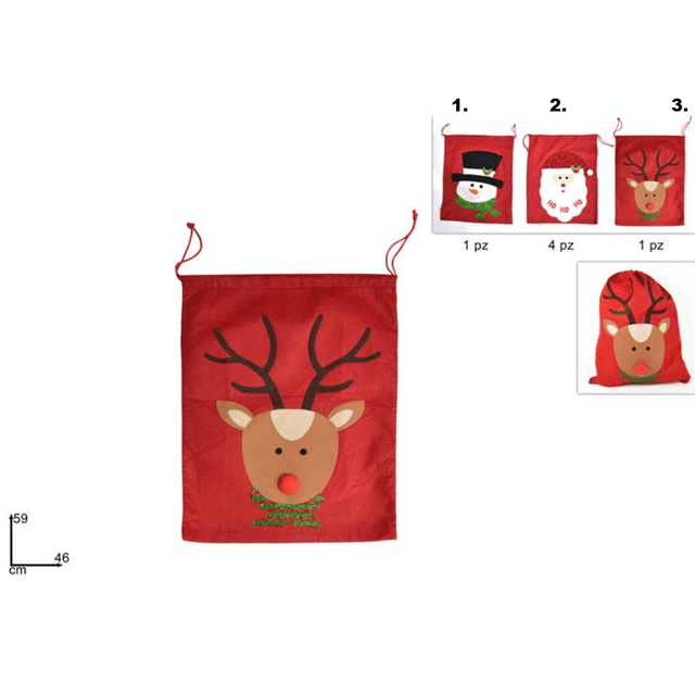 Σάκος Χριστουγεννιάτικος Κόκκινος Βελούδινος 59x46cm Welkhome