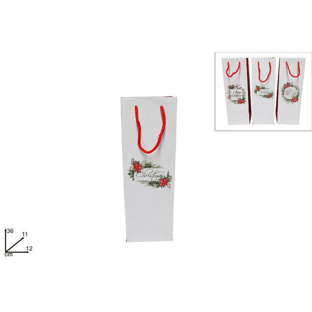 Σακούλα Για Μπουκάλι Λευκό/Κόκκινο 36x11x12m Welkhome