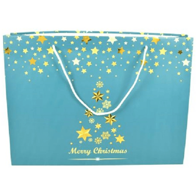 Σακούλα Δώρου Χάρτινη Χριστουγεννιάτικη 45.5x33x12cm Χρώμα Τυρκουάζ welkhome