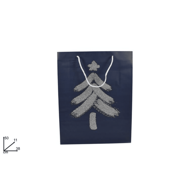 Σακούλα Δώρου Χάρτινη Χριστουγεννιάτικη Μπλέ 50x38x11cm