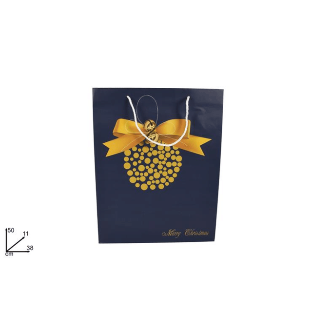 Σακούλα Δώρου Χάρτινη Χριστουγεννιάτικη Μπλέ 50x38x11cm