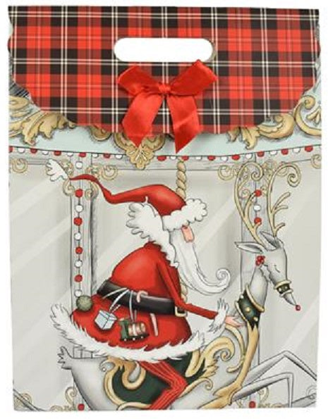 Σακούλα Δώρου Χάρτινη Χριστουγεννιάτικη Κόκκινη Καρό 28x37x15cm welkhome